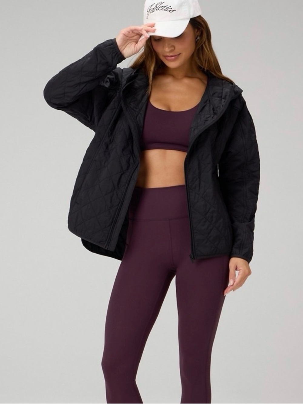 Fabletics Daydreamer Hooded Quilted‎ Jacket-Black